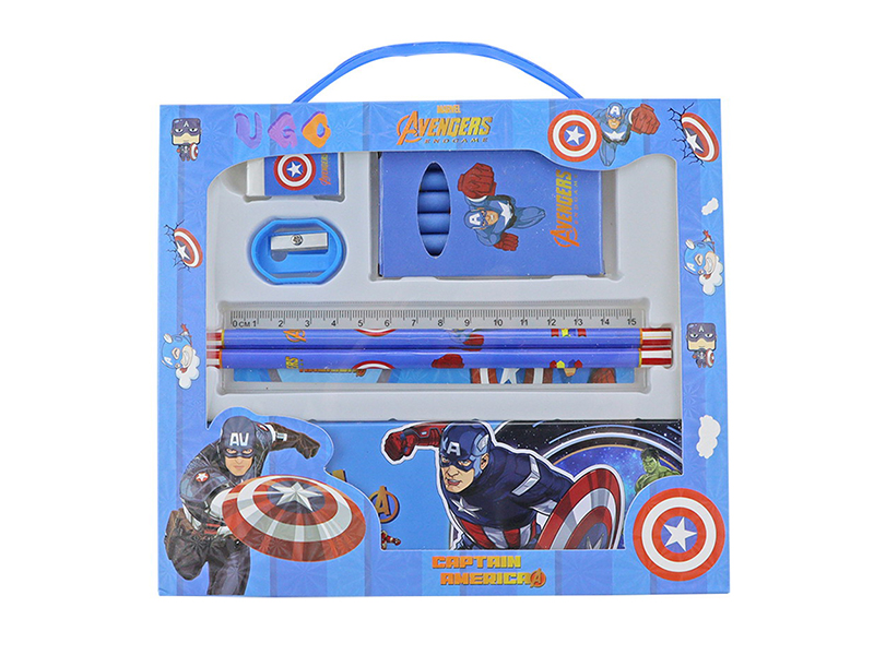 Avengers Assemble Stationery Set(Pencil Case +2 Pencils + Ruler + Crayon + Eraser + Sharpener )