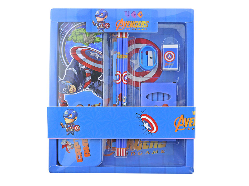 Avengers Assemble Stationery Set(Pencil Case + Pencil + Ruler + Crayon + Eraser + Sharpener)