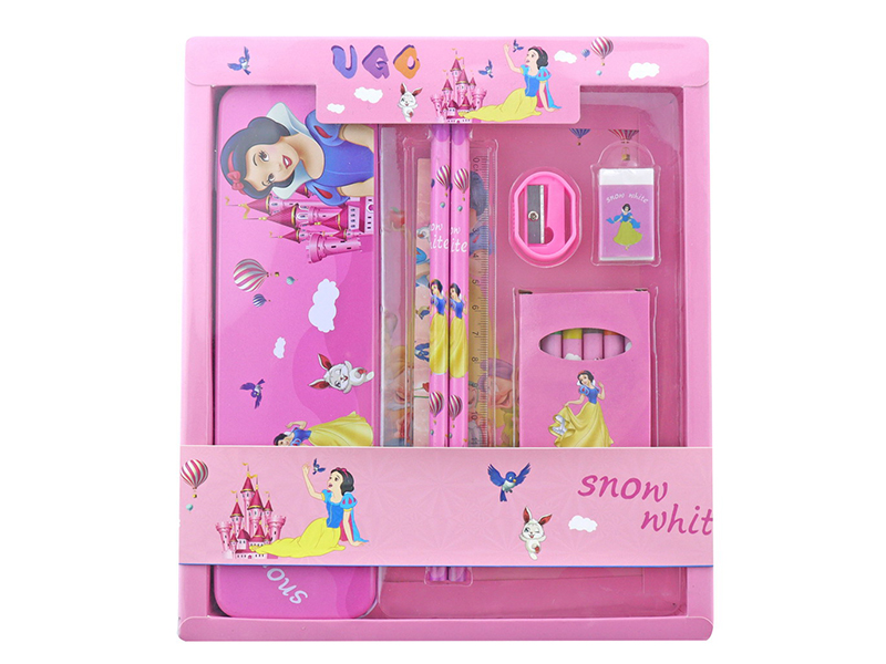 Snow White Stationery Set(Pencil Case + Pencil + Ruler + Crayon + Eraser + Sharpener)