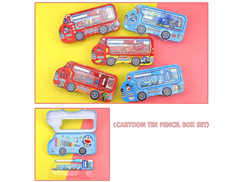 Cartoon Iron Pencil Box Stationery Set(Spider-Man, Avengers,Doraemon,Cars)