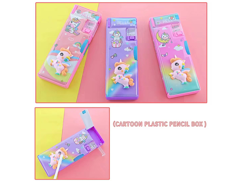 Cartoon Plastic Pencil Case(Unicorn)