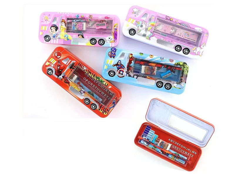 Cartoon Tinplate Pencil Box Stationery Set(Spider-Man,Princess, Avengers,Unicorn)