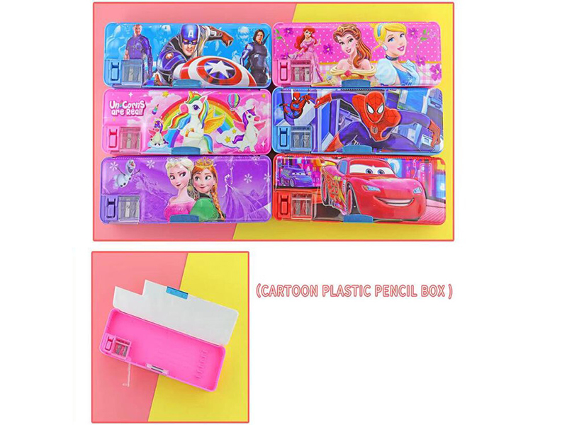 Cartoon Plastic Pencil Case(Spider-Man,Princess, Avengers,Unicorn,Cars)