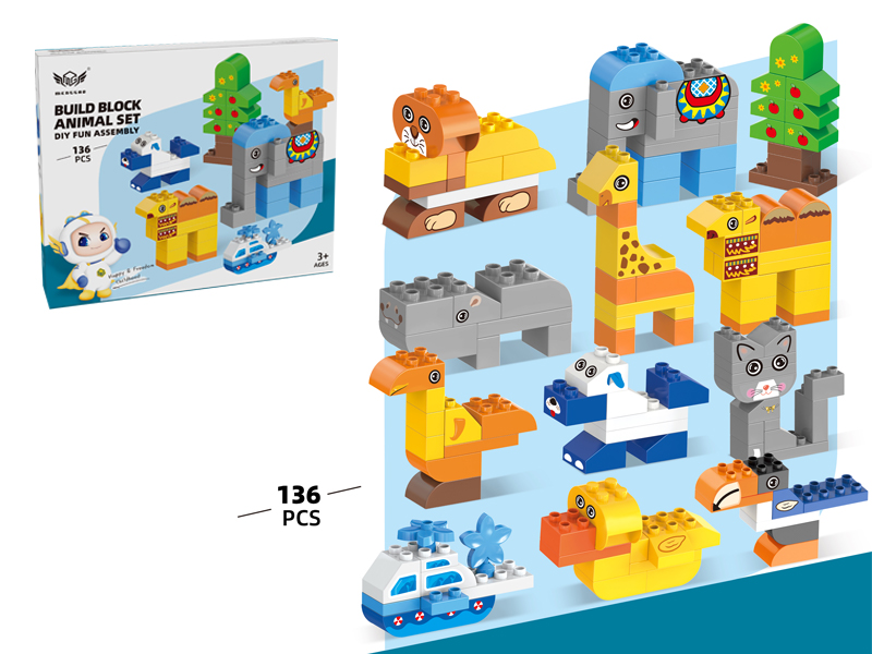 136PCS Variety Of Animal Building Blocks