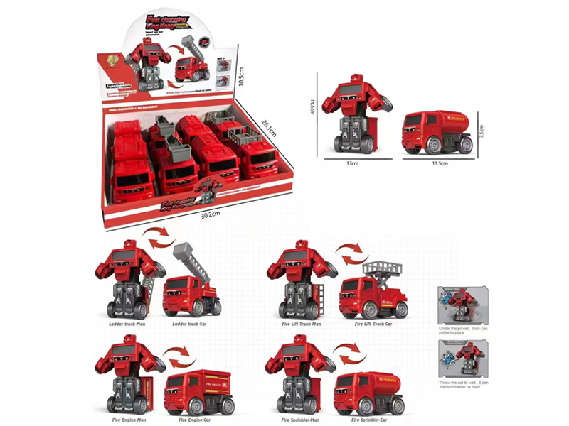 8Pcs Friction Transformers Firefighting Robot