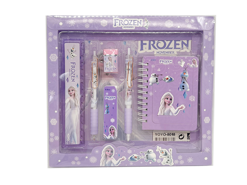 Frozen Stationery Set (Ballpoint Pen + Pencil + Pencil Cora + Eraser + Ruler + Notebook)