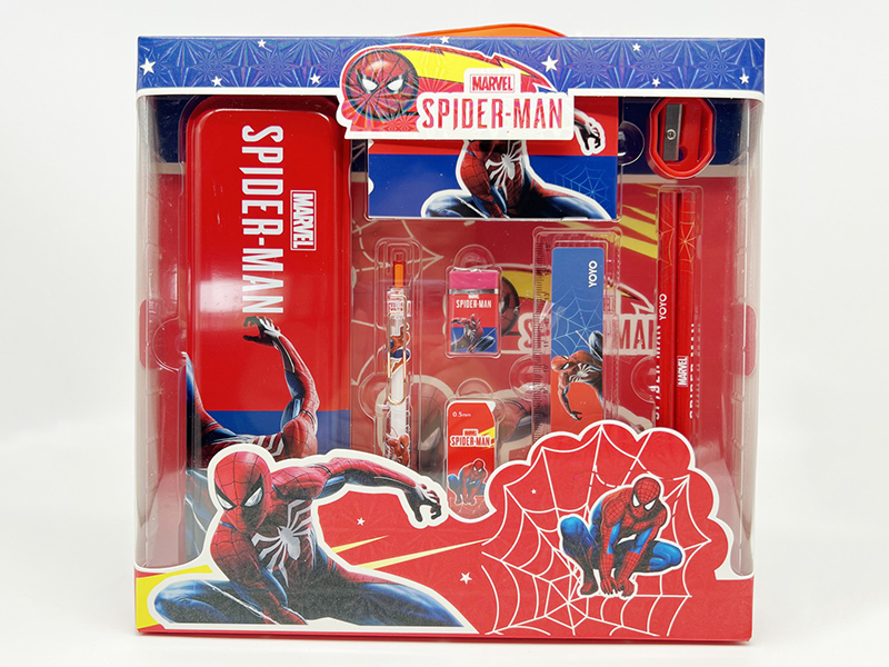 Spider-Man Stationery Set (Pencil Box + Pencil + Pencil Cora + Eraser + Ruler + Sharpener + Notebook)