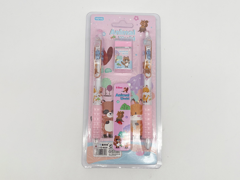 Animals World Stationery Set (Ballpoint Pen + Pencil + Pencil Box + Eraser )