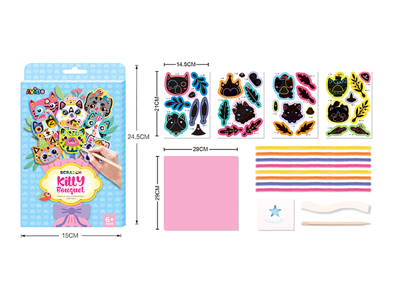 Diy Cats Bouquet Scraping Painting