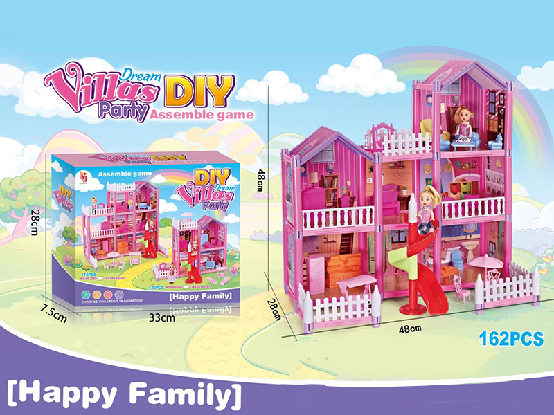 DIY Assembly Villa With Slide(7 Rooms)162PCS