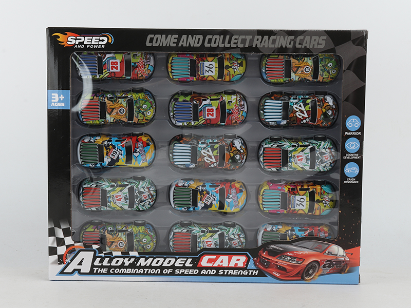 Pull Back 8.6cm Iron Graffiti Pickup Truck 15pcs