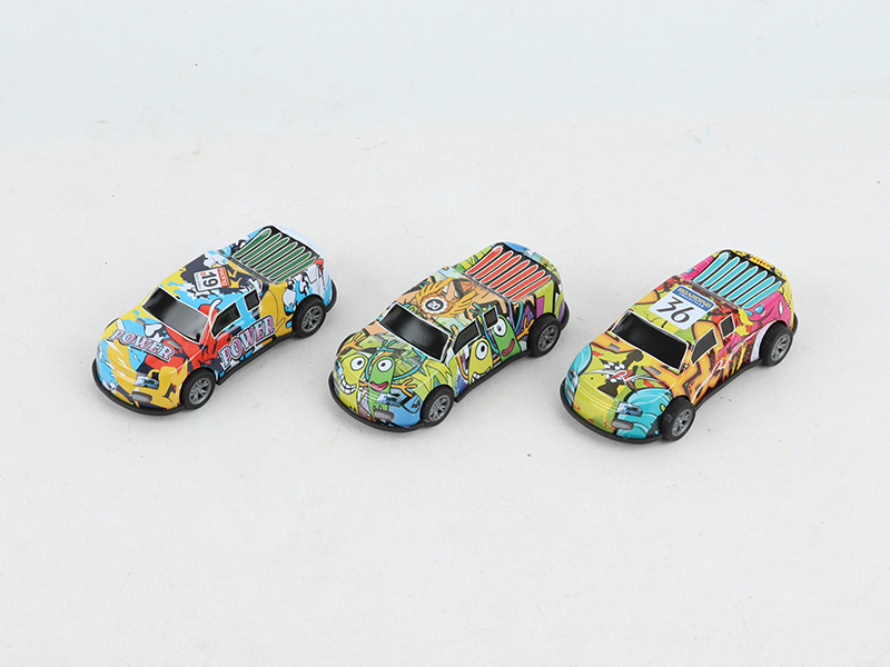 Pull Back 8.6cm Iron Graffiti Pickup Truck 3pcs