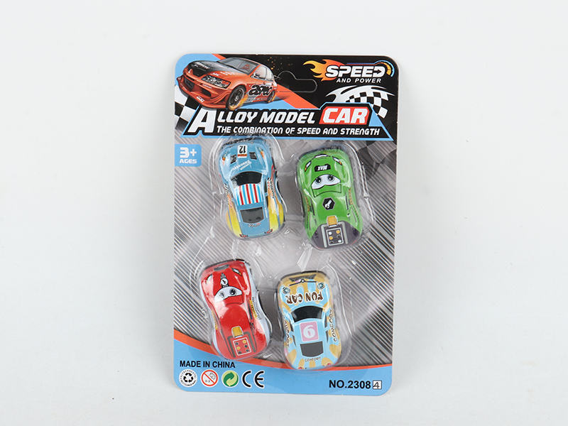 Pull Back 4.8cm Iron Cartoon Car 4pcs