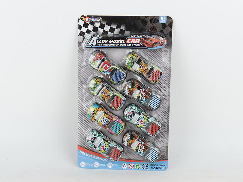 Pull Back 8.6cm Graffiti Iron Car 8pcs