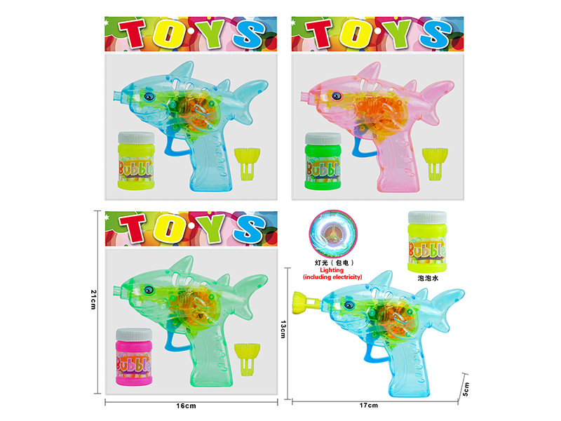 Manual Inertial Transparent Shark Bubble Gun With Light
