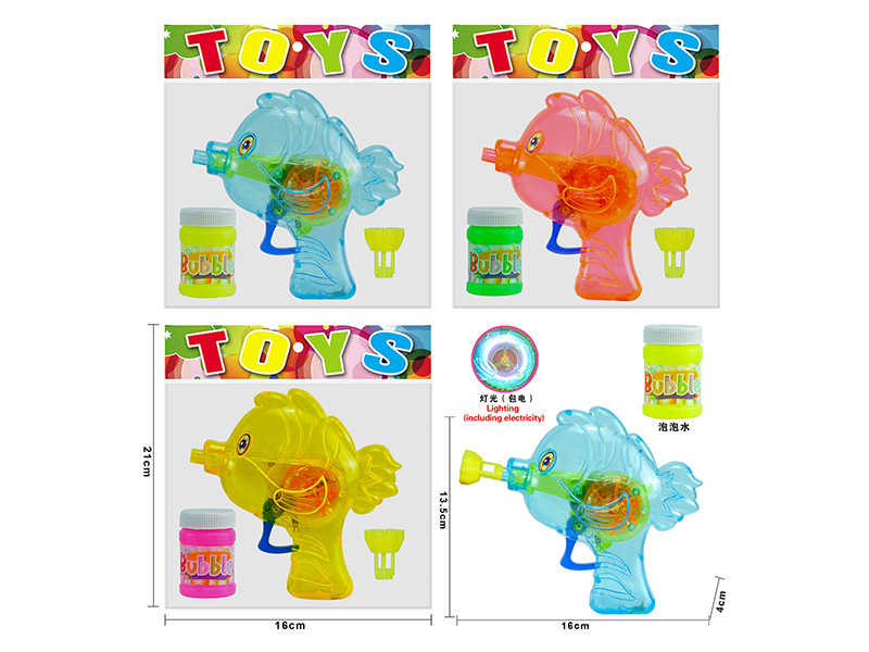 Manual Inertial Transparent Fish Shape Bubble Gun With Light