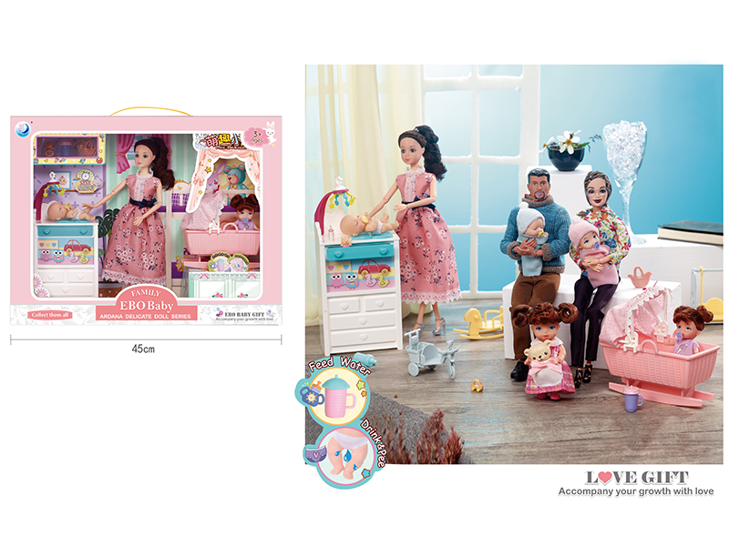 Ebo Baby Family Delicate Doll Series - Mini Bedroom Scene(Drink&Pee)