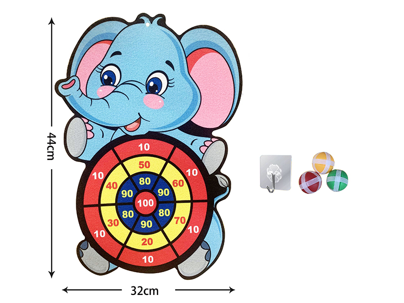 Velcro Dartboard(Elephant) + Sticky Balls + Hook