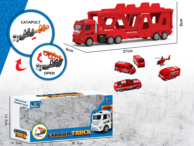 Alloy Fire Engine Folding Ejection Carrier Truck
