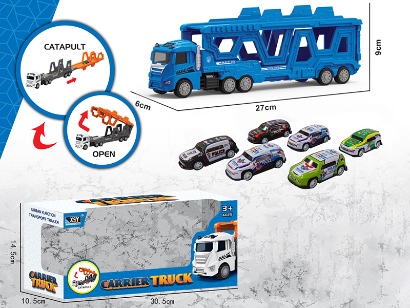 Alloy Police Car Folding Ejection Carrier Truck
