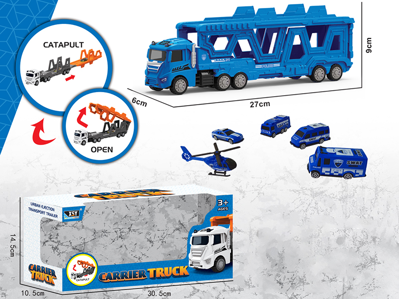 Alloy Police Car Folding Ejection Carrier Truck