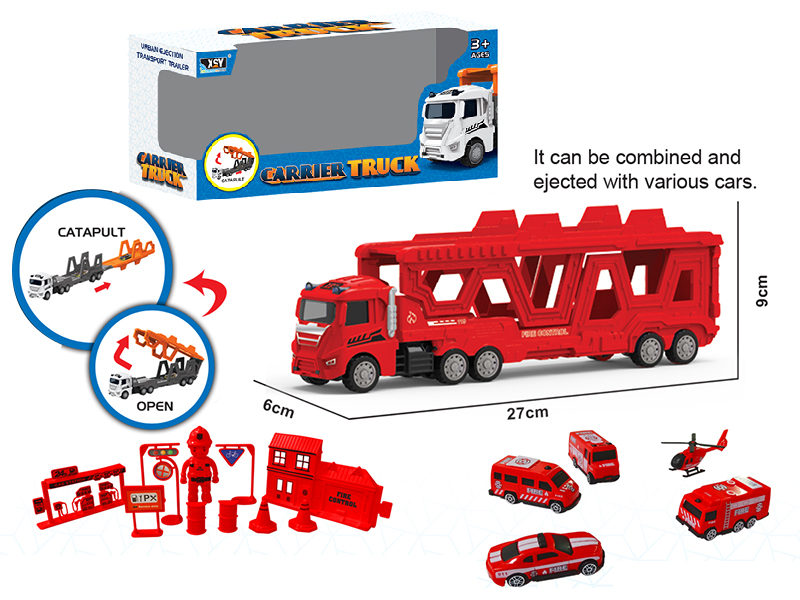 Alloy Fire Engine Folding Ejection Carrier Truck