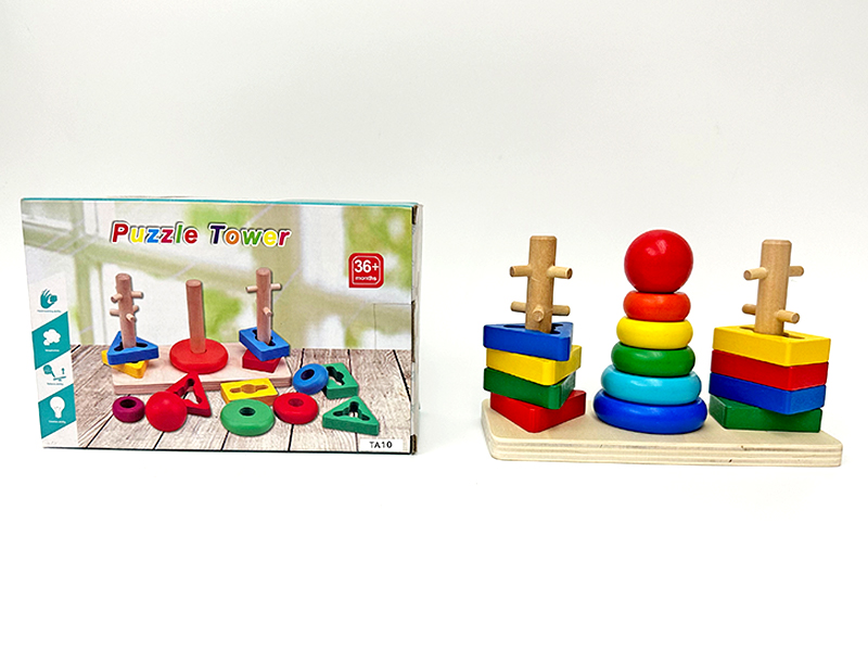 Wooden Three Column Geometric Tower