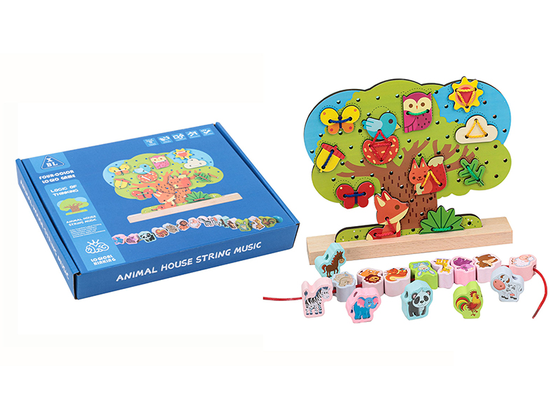 Wooden Animal And Insect Threading Rope