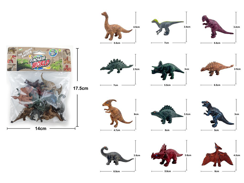 3-Inch Dinosaurs Set 12pcs(Solid)