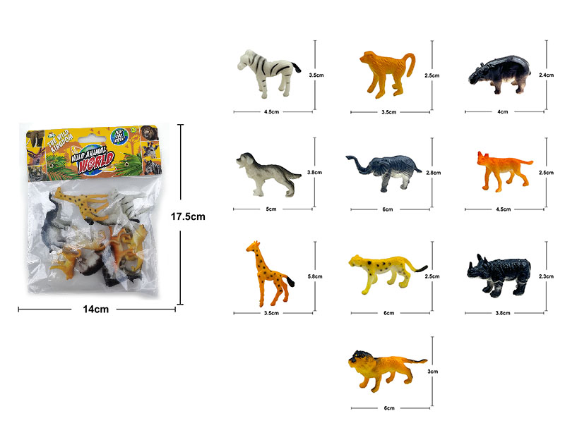 2-Inch Wild Animals 10pcs(Solid)