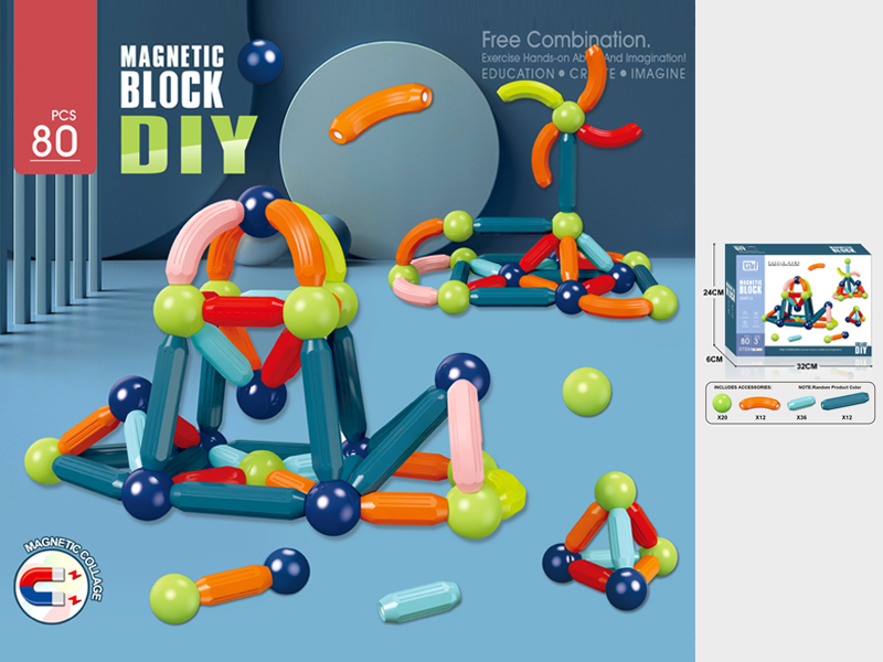 80Pcs Magnetic Rod Building Block