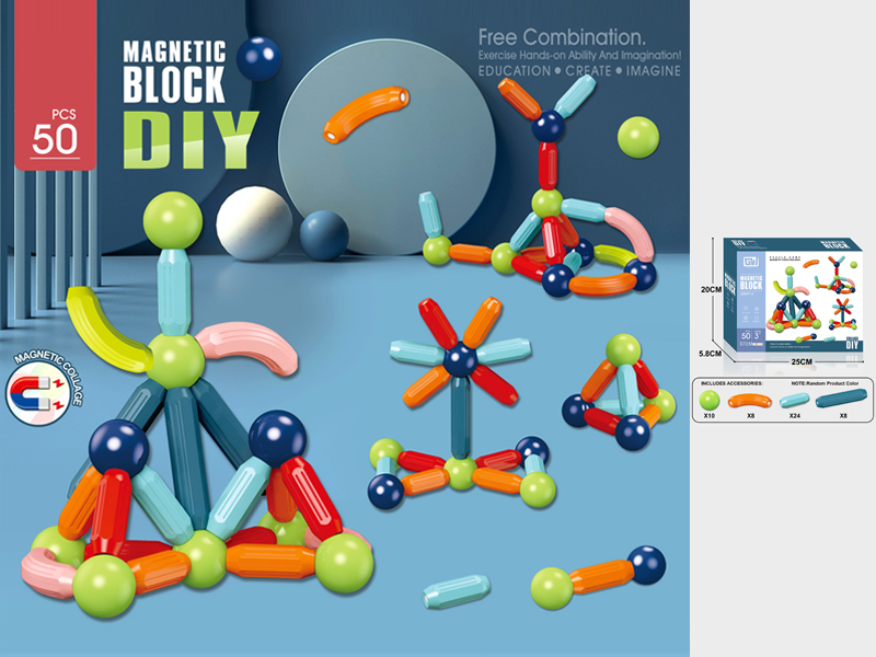 50Pcs Magnetic Rod Building Block