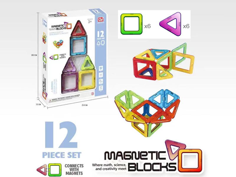 12Pcs Magnetic Tile Building Block