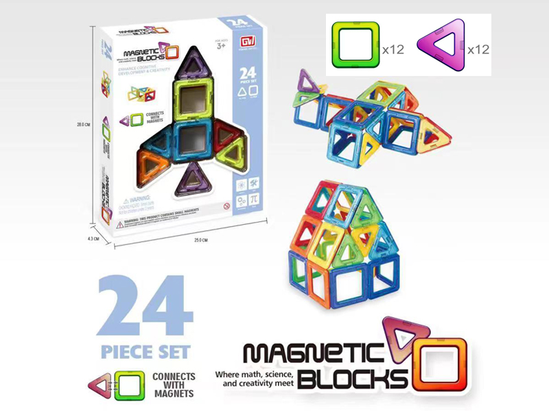 24Pcs Magnetic Tile Building Block
