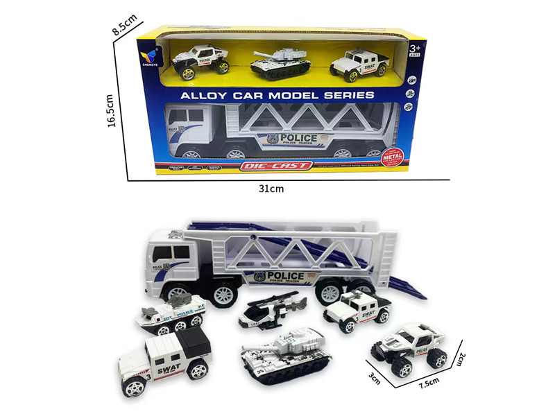 Friction Flat Car+3 Alloy Special Police Vehicle