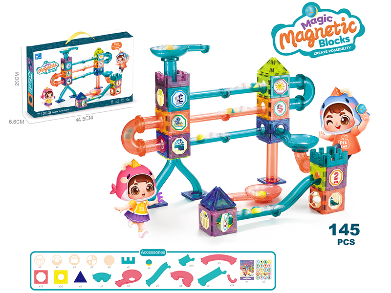 Double Tower Castle Magnetic Building Blocks (145PCS)