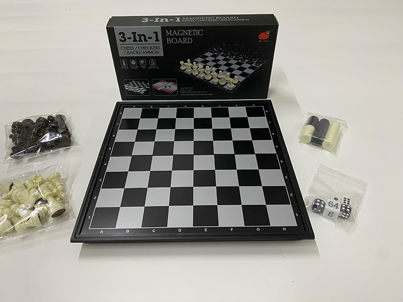 3-In-1 Toy Chess (Folding Magnetic Chess/Checkers/Backgammon)