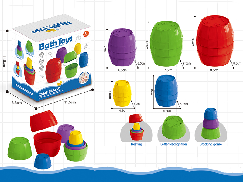 Baby Bath Toys Bucket Stacking Game