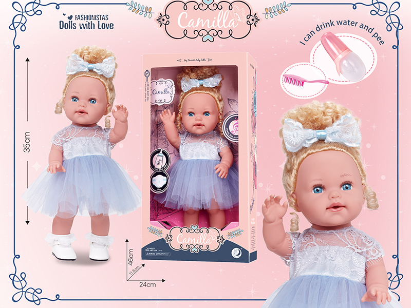 15 Inch Full Body Vinyl Doll,Can Drink Water And Pee