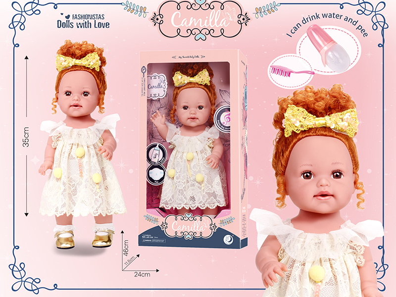 15 Inch Full Body Vinyl Doll,Can Drink Water And Pee