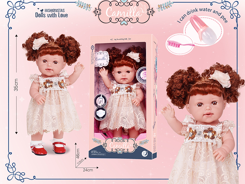 15 Inch Full Body Vinyl Doll,Can Drink Water And Pee