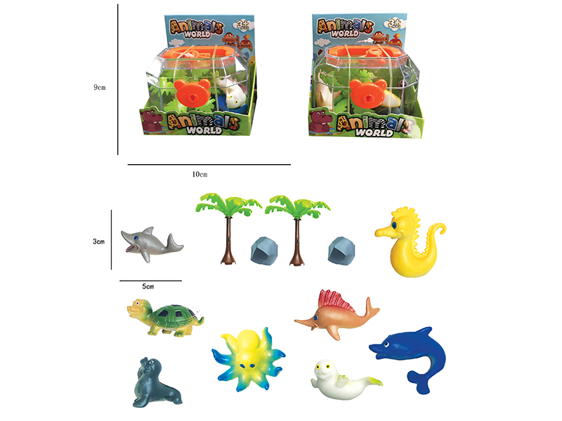 Cartoon Small Sea Animals Set