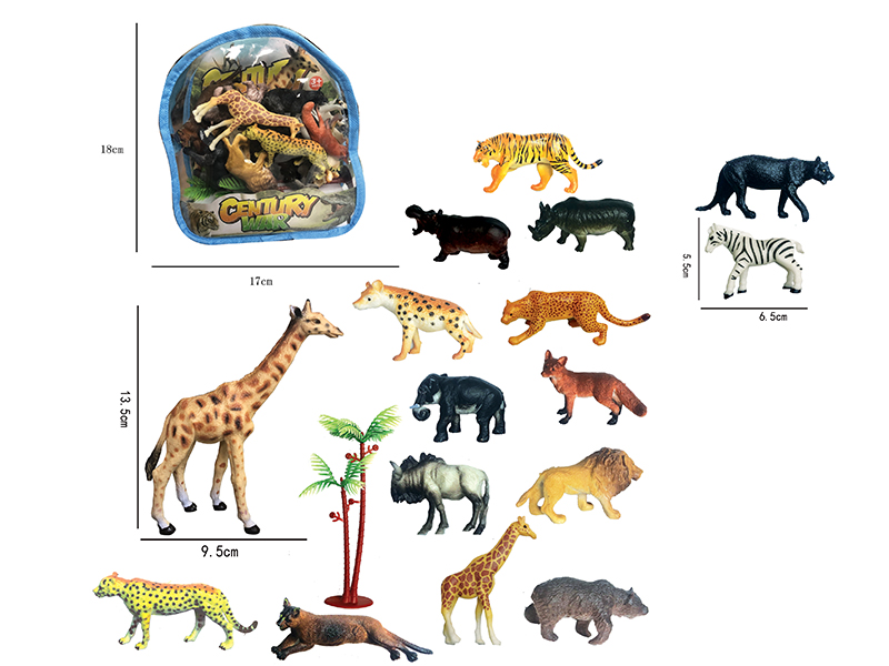16pcs Wild Animals Set