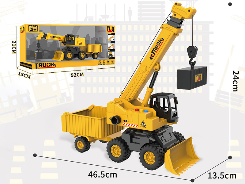 1:16 B/O Friction Four-Wheel Crane With Bucket