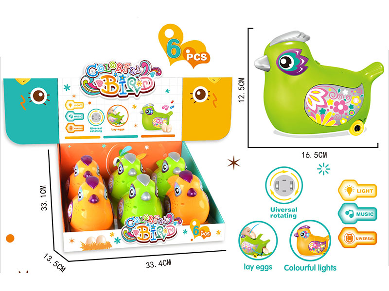 B/O Lay Egg Colorful Bird 6pcs