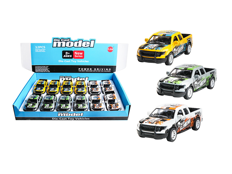1:32 Pickup Open Doors Pull Back Alloy Car 12PCS