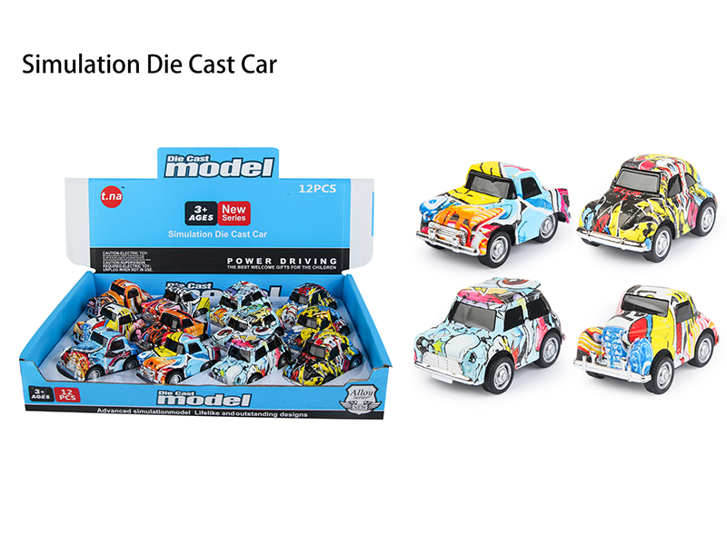 Q Edition Graffiti Alloy Pull Back Vintage Car 12pcs