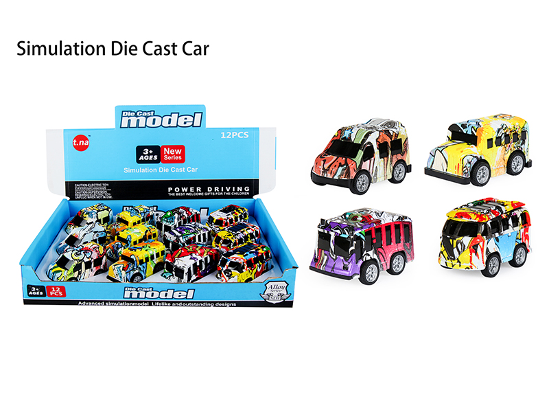Q Edition Graffiti Alloy Pull Back Car 12pcs