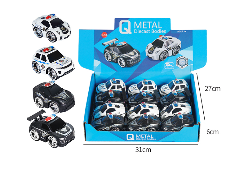 Pull Back Alloy Q Edition Police Cars 12pcs