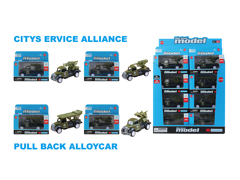 Alloy Pull Back Military Truck 24pcs